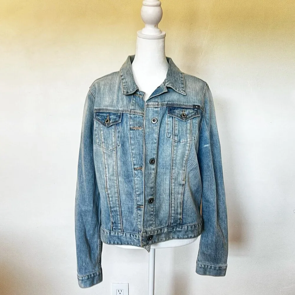Patchwork Boho Vtg Inspired Lucky Brand Statement Denim Jacket 70s  Reworked L - Picture 5 of 14